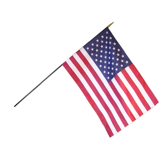 US Flag with Wood Staff & Gold Spear Tip