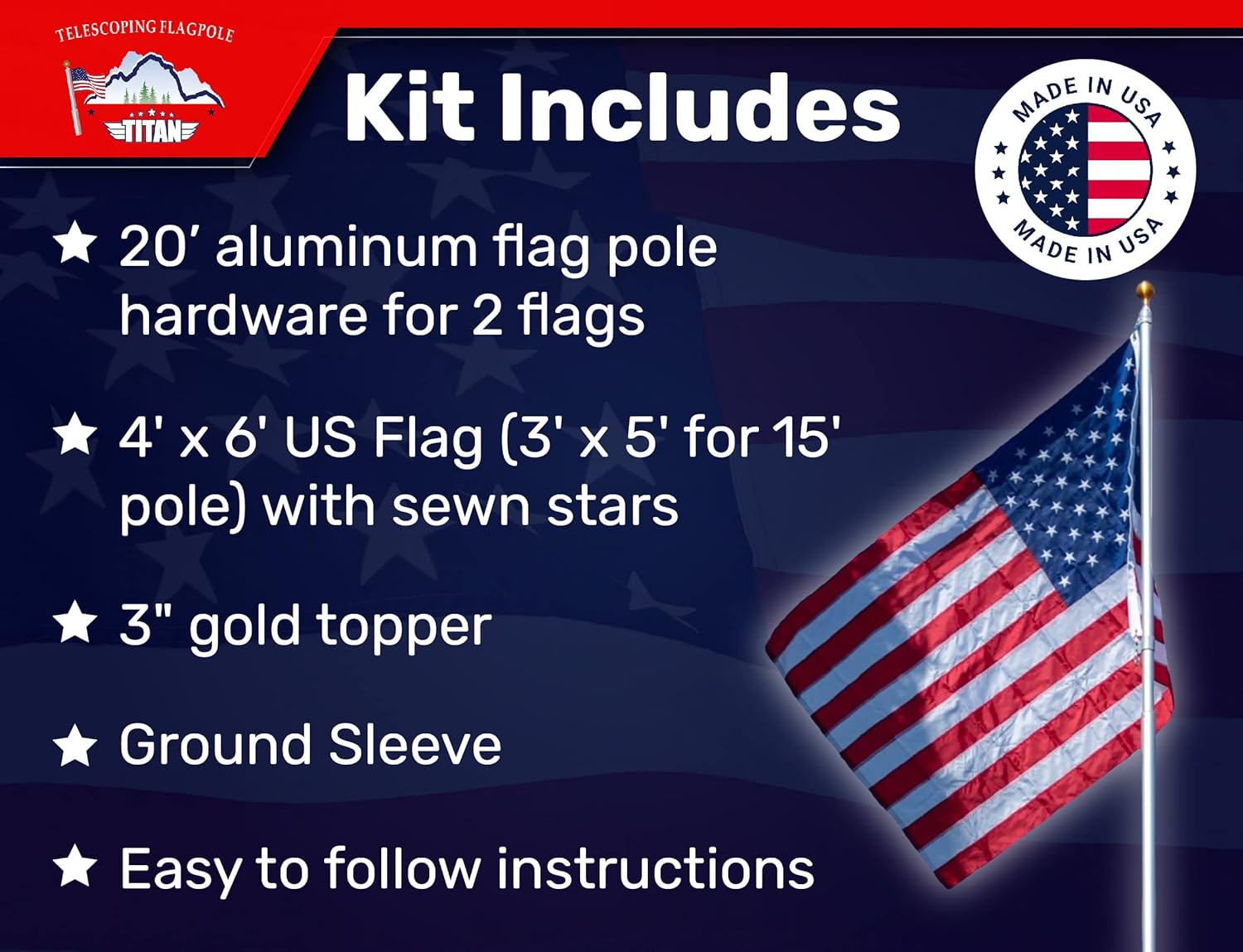 Titan Telescoping Flag Pole