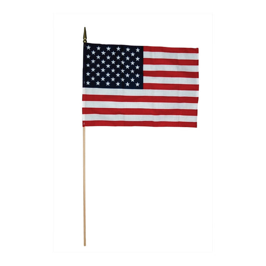 US Flag with Wood Staff & Gold Spear Tip